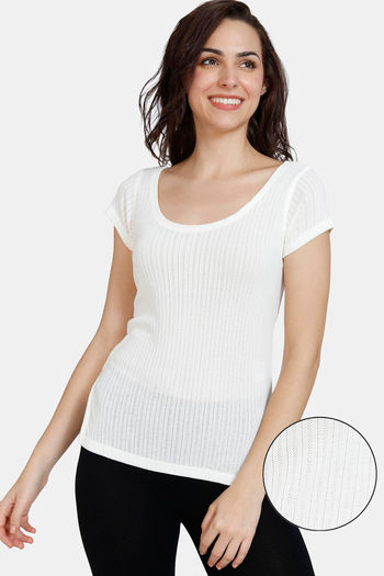 Buy Zivame Thermal Viscose Pointelle Knit Top  - Pearled Ivory